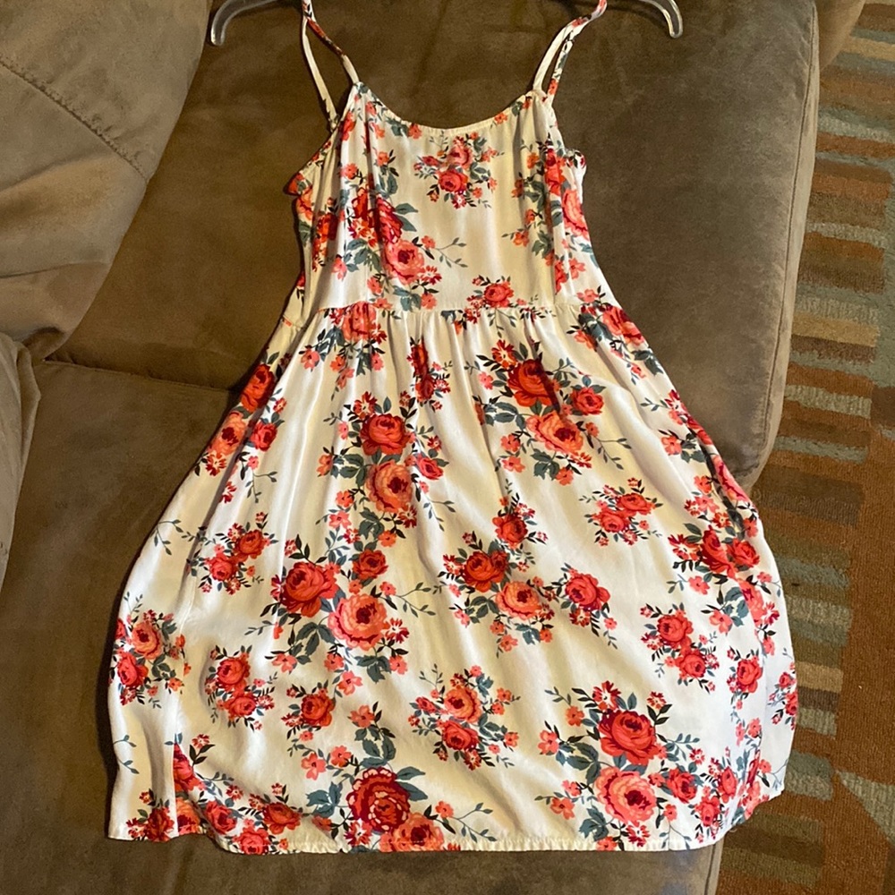 Pink rose printed dress